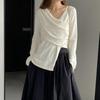 Suéter Sexy Jiazi para Mulheres, Estilo Europeu e Americano, Cor Sólida, Camada Base de Manga Comprida, Roupas Femininas de Outono e Inverno, Modelo B8336