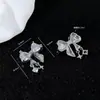 Brincos de Laço com Zircônia Doces para Mulheres, Design de Nicho, Brincos de Luxo, Elegantes da Moda, Versáteis com Pino de Prata de Imitação