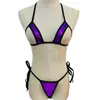 Lingerie Sexy Transfronteiriça Mini Roupa de Banho Roupa de Banho de Couro Sintético Feminina Sexy Transparente Ebay Conjunto Biquíni Três Peças