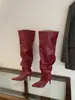 A18-43~Botas de mujer de tacón alto con punta fina estilo francés, hasta la rodilla, nuevas botas de caña alta apiladas 2026