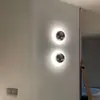 Decoração de casa estilo Bauhaus, design minimalista italiano, luminária de parede de cristal redonda para quarto, iluminação de corredor, iluminação frontal de espelho, tecido e ferro