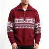 Suéter de malha respirável casual versátil de outono, com gola meio zíper, estilo retrô americano, para homens