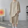 Verano 2025 Nuevo Traje para Adolescentes Cuello Redondo Casual Traje Deportivo Talla Grande Camiseta Manga Corta Shorts Conjunto de Dos Piezas