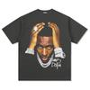 Camiseta de Manga Corta con Estampado Hip-Hop Retro Transfronterizo Sudadera con Capucha de Cuello Redondo de Manga Larga