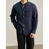 Nova camisa masculina de verão estilo chinês com gola alta, vibe old money, proteção solar, jaqueta camisa de manga longa relaxada e casual