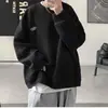 Sudadera chic para hombre estilo Hong Kong para primavera y otoño, moderna y elegante, corte holgado, cuello redondo, camiseta básica, diseño de otoño e invierno, top de punto