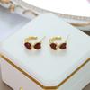 Novo Duplo Amor C- em forma de Brinco Moda Elegante Internet Celebridade Brincos High-end Ear Studs Simples All-match Brincos em forma de coração