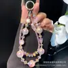 Ins Cadena para Teléfono Móvil de Mariposa de Resina Colorida DIY Cadena Colgante de Cuentas Redondas con Purpurina Cuerda de Llavero Colgante Hecho a Mano con Cuentas de Cristal