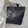 53132 Bolso Vintage de Lona Denim de Doble Cara para Mujer Nuevo Corea del Sur Combinación Total para Ir al Trabajo Gran Capacidad Bolso de Tela para el Hombro
