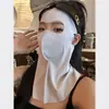 Mascarilla de Protección Solar Facial, Protección Integral del Cuello, Fina para Ciclismo, Transpirable, Anti-UV, Velo Sin Costuras de Seda Helada para Mujer
