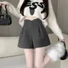 Shorts de lã com lantejoulas para mulheres, novo modelo outono e inverno 2026, design requintado de céu estrelado cintilante, calças retas de cintura alta em linha A para usar por cima