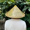 Sombrero de ala ancha grande de cuero verde tejido de bambú para adulto niño exterior sombrilla sombrero para el sol granjero jardín té pesca sombrero de paja