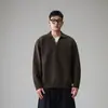 Suéter de Punto Retro de Cuello Redondo y Cuello en V Falso de Dos Piezas Estilo Old Money para Hombre, Otoño/Invierno 2026 Nuevo Holgado Casual Prendas de Punto Marca de Moda