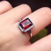 Conjunto de Novos Produtos com Diamante Completo Princesa Quadrado Cor Rubi Simulado Tesouro Anel Abertura Feminino Celebrante Online Venda ao Vivo Joias