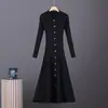 Ropa Nueva de Invierno 2026 para Mujer Estilo Europeo y Americano Amazon Comercio Transfronterizo Comercio Exterior Vestido de Punto con Cuello Polo de Botones Individuales para Mujer