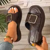 Sandalias Romanas de Suela Gruesa con Cabeza Grande para Verano 2026, Punta Abierta, Hebilla, Sandalias de Piel, Zapatos de Plataforma de Moda Tendencia Europea y Americana para Mujer