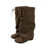 Botas da Moda Plataforma Retrô Salto Alto Emagrecedoras para Mulheres, Novo Estilo Outono/Inverno, Confortáveis, Cano, Amplo, Botas de Equitação
