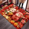 Alfombra de piso de terciopelo cristalina auspiciosa para la entrada, año 2027 Año de la Oveja, duradera, gruesa, fácil de mantener, para uso doméstico, antideslizante, resistente a la suciedad