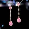 Brincos femininos elegantes com pino de prata s925, luxo leve, alto senso, design de nicho, zircônia brilhante incrustada, brincos longos pendentes