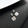 Diseño Personalizado Estilo Coreano Nuevo Todo Combinable Acero Titanio Amor Trébol de Cuatro Hojas Flor Hoja Hebilla de Oreja Pendientes Nicho Boutique para Mujer