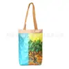 Bolsa de Ombro Simples Retrô em Papel Kraft, Bolsa de Compras Lavável Ecológica em Papel Kraft, Bolsa de Armazenamento Criativa Colorida Impressa