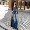 Jeans Acampanados de Tiro Bajo Estilo Americano Picante para Mujer, Novedad Primavera 2026 Pantalones de Tiro Alto Adelgazantes Elásticos de Pierna Ancha Bootcut