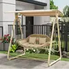 Silla Mecedora para Patio Exterior, Sillón de Jardín para Villa, Silla Hamaca Doble de Balcón de Moda, Silla Mecedora Doble para Exterior