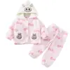 Pijama para Niña 2025 Nuevo Otoño e Invierno Cárdigan con Capucha Bebé Niña Franela Dibujos Animados Cálido Traje de Princesa