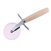 Cuchillo de rueda para pizza de acero inoxidable, mango de madera, cuchillo para pizza crujiente, cuchillo para panqueques, cuchillo de corte para hornear pizza y pasteles de un solo rodillo.