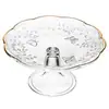 Prato para Bolo com Novo Pé de Borboleta com Fio Dourado 19cm x 9cm Cristal Ecológico - Lyor