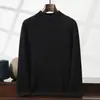 Suéter de cachemira para hombre con cuello semi-alto, color liso, tejido de punto business casual, corte holgado, lujo ligero, engrosado, cálido, suéter de capa base