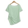 5018-25 Nueva Blusa Deportiva de Verano Estilo Europeo y Americano para Mujer con Diseño Asimétrico Top Camiseta de Manga Corta Biselada