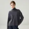 2026 Suéter de Punto de Lana Grueso de Cachemir Color Sólido Holgado Estilo Perezoso para Mujer Otoño Invierno Cuello Alto Cálido Hombros Caídos