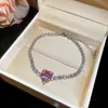 Pulsera Rosa de Zirconia para Chica Dulce Estilo Coreano Ins Fresca Dulce Versátil Pulsera Lujo Ligero Sensación de Alta Gama Joyería para Mano