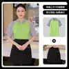 Ropa de trabajo para restaurante y tienda de té con leche, polo de bloques de color con logotipo bordado, uniforme de verano de manga corta para el personal con logotipo impreso