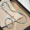 Collar con Hebilla Ot de Perla de Agua Dulce Natural Barroca Gris Turquesa Empalmado Pulsera de Gato de la Suerte de Lujo Accesible de Moda Exquisita