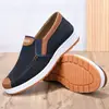 Estilo Nuevo Primavera y Otoño Suela de Goma Antideslizante Resistente al Desgaste Zapatos de Tela del Viejo Pekín para Hombre Transpirables Casuales Slip-On