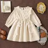 2026 Transfronterizo Europa Otoño Nuevo Vestido Largo con Volantes de Flores 3D Patchwork para Niñas Vestido de Princesa