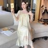 Camisón para Mujer Verano Nuevo Sexy Encaje Malla Dulce Palacio Hada Princesa Estilo Pijama con Almohadillas para el Busto Venta al por Mayor