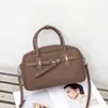 Bolsa Boston Feminina Tendência em Couro Genuíno Nova Bolsa Bowling Transfronteiriça Couro de Vaca Camada Superior Togo Bolsa de Mão Bolsa Transversal para Mulheres