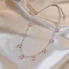 Colar de Cristal Colorido Arco-Íris Doce Retro Cool Corrente de Clavícula de Luxo Leve Nicho Moda Europeia Americana Versátil Ornamento de Colar para Mulheres