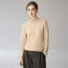 Suéter de cachemira de estilo relajado con cuello nuevo apilado para mujer, holgado y adelgazante, jersey de color liso para capa interior, tejido suave y acogedor