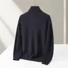 Suéter de lana para hombre para otoño e invierno, jersey de cuello alto base de cachemira, suéter de punto interior de lana de doble cuello para hombre