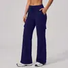 Pantalones cargo de pierna ancha estilo europeo y americano transfronterizos de cintura alta con cordón y campana, pantalones largos para mujer hechos de tela saludable, cómodos y casuales