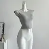 Camiseta Sexy de Manga Corta sin Espalda Estilo Spice Girl Europeo y Americano para Mujer Verano Diseño con Sentido Ajustada Nicho Top Corto Moderno