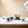 Juego de té de viaje de vidrio azul y blanco antiguo anti-quemaduras para una persona, portátil para exteriores, taza de cerámica Express, una tetera, dos tazas