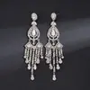 Pendientes Europeos y Americanos Exagerados con Borla de Flor Incrustada de Diamantes, Pendientes de Moda Retro Exquisitos, Pendientes de Lujo Ligero y de Alta Gama para Mujer
