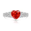 Anel Coração Colorido com Pedra Preciosa e Corte Flor de Gelo, Anel Coração com Diamante de Alto Carbono Brilhante Inlaid - Hot-Selling no TikTok para Transmissão ao Vivo Dropshipping