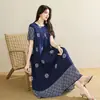 Vestido de Verano 2026 para Mamá de Algodón Floral para Mujer de Manga Corta Versátil Adelgazante Bohemio de Rayón Vestido de Playa