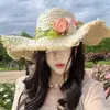 Sombrero de Rafia de Ala Ancha Floral Estilo Francés para Mujer, Nuevo Modelo Verano 2026, Sombrero para Vacaciones en la Playa, Sombrero de Sol de Ala Grande
